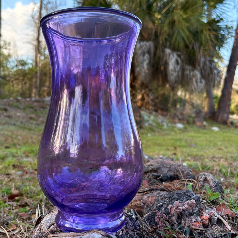Purple Glass Bouquet Vase Decor Flower Accessory Accent Pisces Regal Royal Lent - Picture 5 of 12